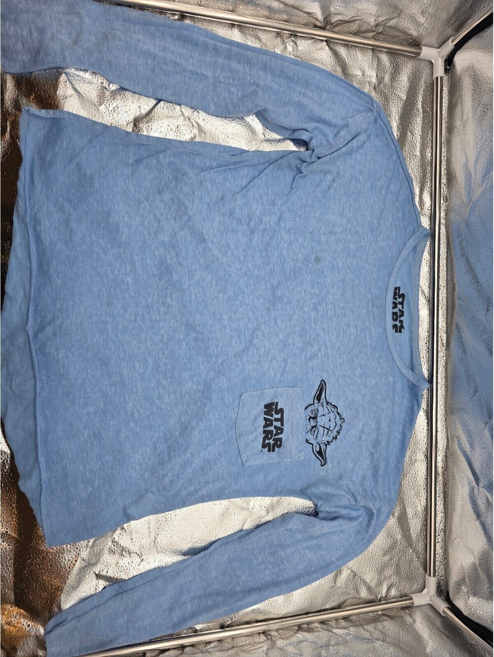 Star Wars Light Blue Long Sleeve T-Shirt with Yoda Graphic